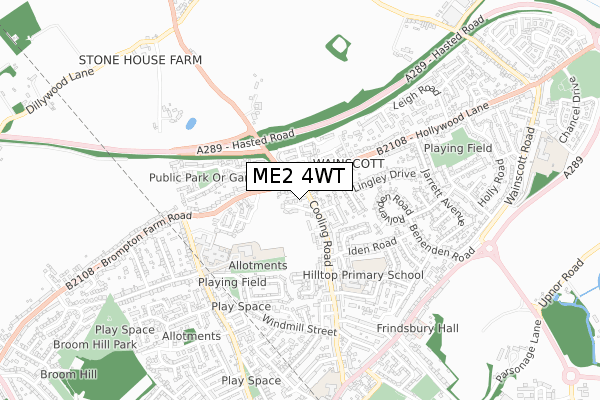 ME2 4WT map - small scale - OS Open Zoomstack (Ordnance Survey)