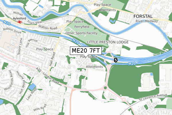 ME20 7FT map - small scale - OS Open Zoomstack (Ordnance Survey)