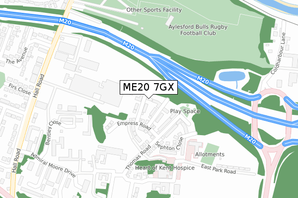 ME20 7GX map - large scale - OS Open Zoomstack (Ordnance Survey) ME20 7GX map - large scale - OS Open Zoomstack (Ordnance Survey)