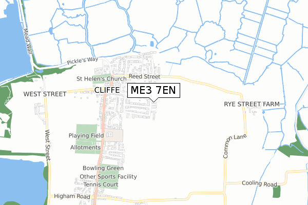 ME3 7EN map - small scale - OS Open Zoomstack (Ordnance Survey)