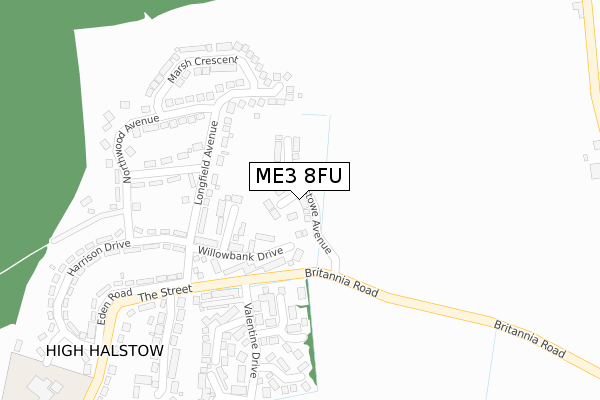 ME3 8FU map - large scale - OS Open Zoomstack (Ordnance Survey)