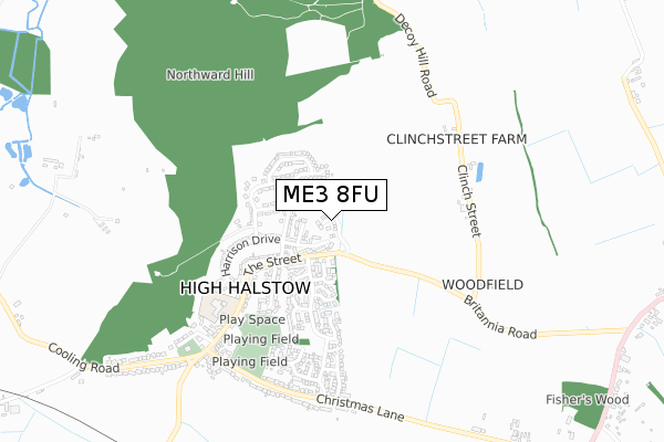 ME3 8FU map - small scale - OS Open Zoomstack (Ordnance Survey)