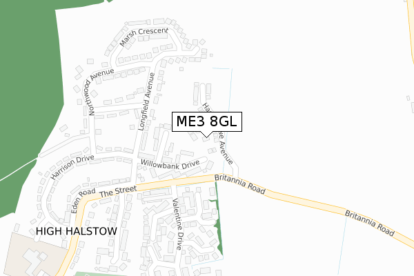 ME3 8GL map - large scale - OS Open Zoomstack (Ordnance Survey)