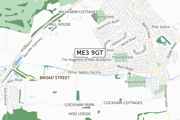ME3 9GT map - small scale - OS Open Zoomstack (Ordnance Survey)