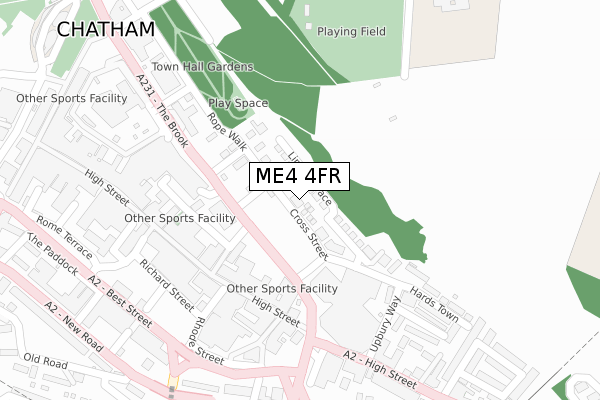 ME4 4FR map - large scale - OS Open Zoomstack (Ordnance Survey)