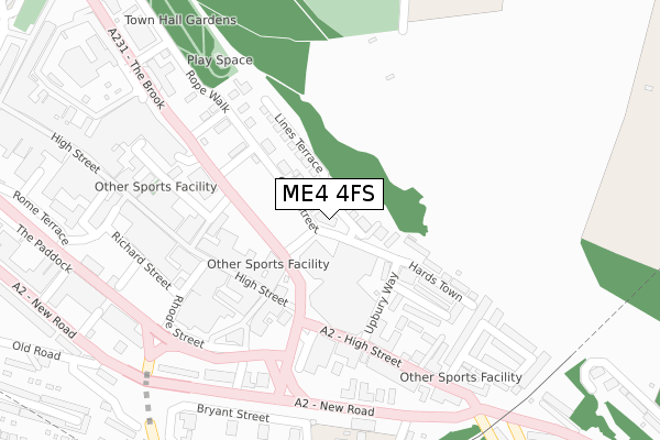 ME4 4FS map - large scale - OS Open Zoomstack (Ordnance Survey)