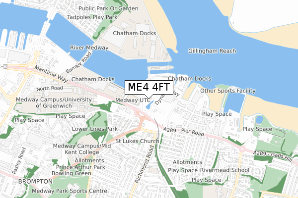 ME4 4FT map - small scale - OS Open Zoomstack (Ordnance Survey)