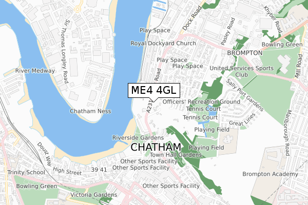 ME4 4GL map - small scale - OS Open Zoomstack (Ordnance Survey)