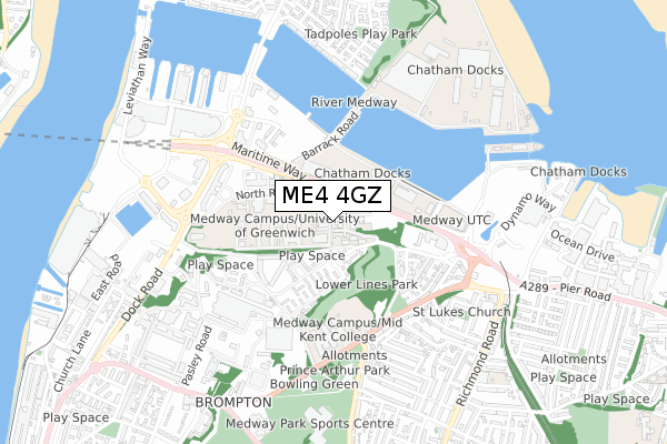 ME4 4GZ map - small scale - OS Open Zoomstack (Ordnance Survey)
