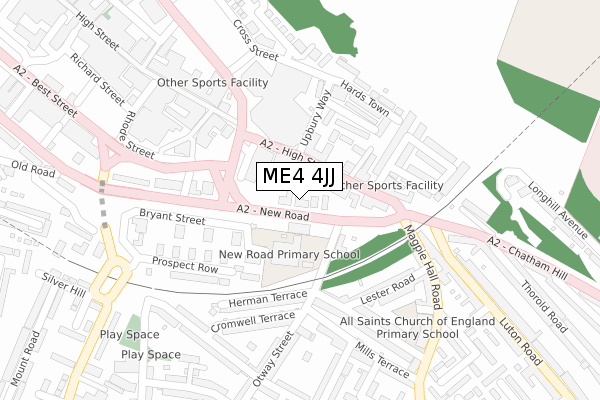 ME4 4JJ map - large scale - OS Open Zoomstack (Ordnance Survey)
