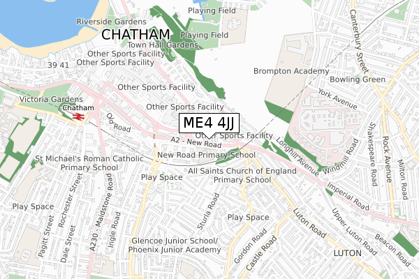 ME4 4JJ map - small scale - OS Open Zoomstack (Ordnance Survey)