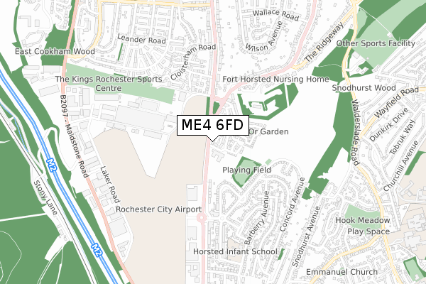 ME4 6FD map - small scale - OS Open Zoomstack (Ordnance Survey)
