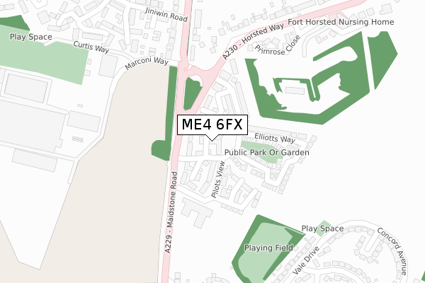 ME4 6FX map - large scale - OS Open Zoomstack (Ordnance Survey)