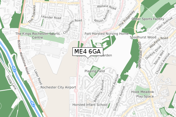 ME4 6GA map - small scale - OS Open Zoomstack (Ordnance Survey)