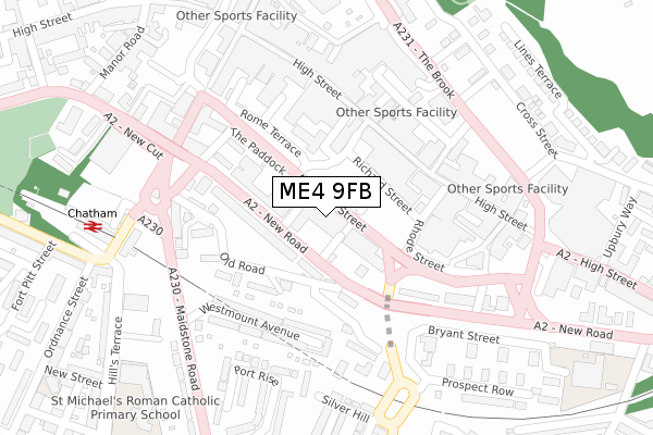 ME4 9FB map - large scale - OS Open Zoomstack (Ordnance Survey)