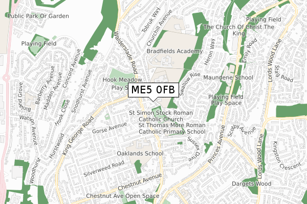 ME5 0FB map - small scale - OS Open Zoomstack (Ordnance Survey)