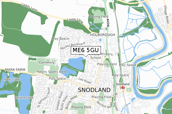 ME6 5GU map - small scale - OS Open Zoomstack (Ordnance Survey)