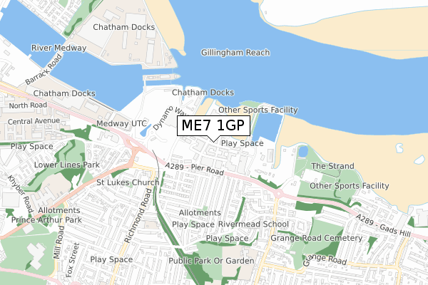 ME7 1GP map - small scale - OS Open Zoomstack (Ordnance Survey)