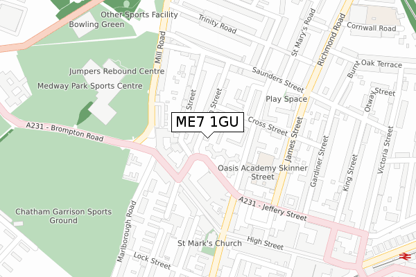 ME7 1GU map - large scale - OS Open Zoomstack (Ordnance Survey)