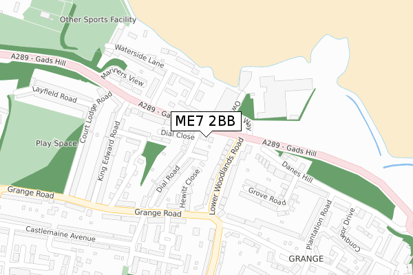 ME7 2BB map - large scale - OS Open Zoomstack (Ordnance Survey)