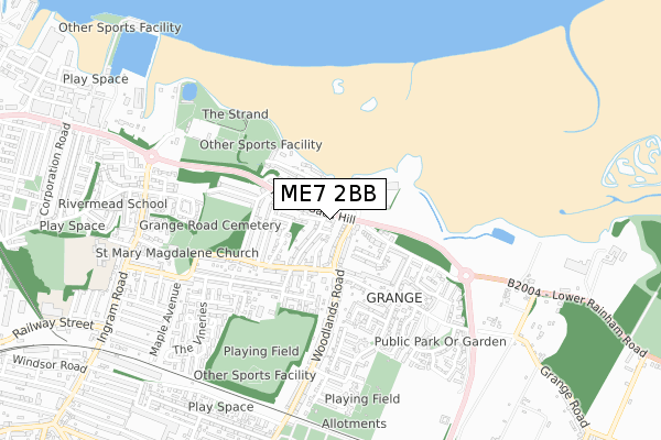 ME7 2BB map - small scale - OS Open Zoomstack (Ordnance Survey)
