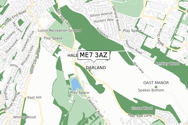 ME7 3AZ map - small scale - OS Open Zoomstack (Ordnance Survey)