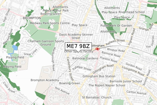 ME7 9BZ map - small scale - OS Open Zoomstack (Ordnance Survey) ME7 9BZ map - small scale - OS Open Zoomstack (Ordnance Survey)
