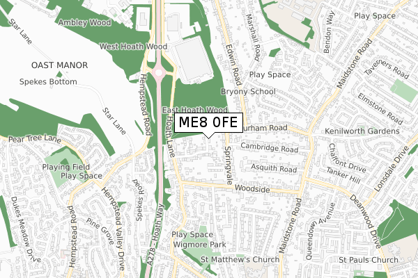 ME8 0FE map - small scale - OS Open Zoomstack (Ordnance Survey)