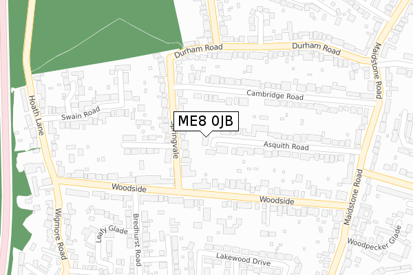 ME8 0JB map - large scale - OS Open Zoomstack (Ordnance Survey)