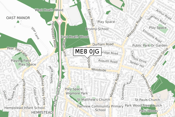 ME8 0JG map - small scale - OS Open Zoomstack (Ordnance Survey)