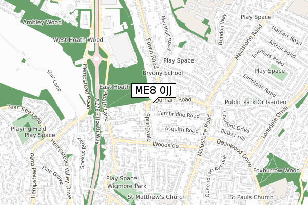 ME8 0JJ map - small scale - OS Open Zoomstack (Ordnance Survey)