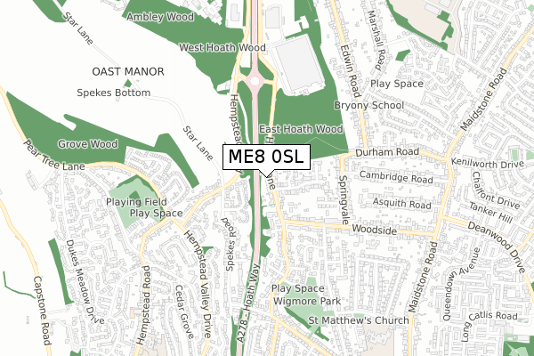 ME8 0SL map - small scale - OS Open Zoomstack (Ordnance Survey)