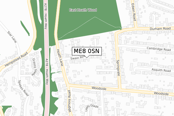 ME8 0SN map - large scale - OS Open Zoomstack (Ordnance Survey)