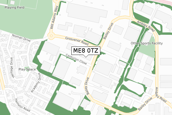 ME8 0TZ map - large scale - OS Open Zoomstack (Ordnance Survey)