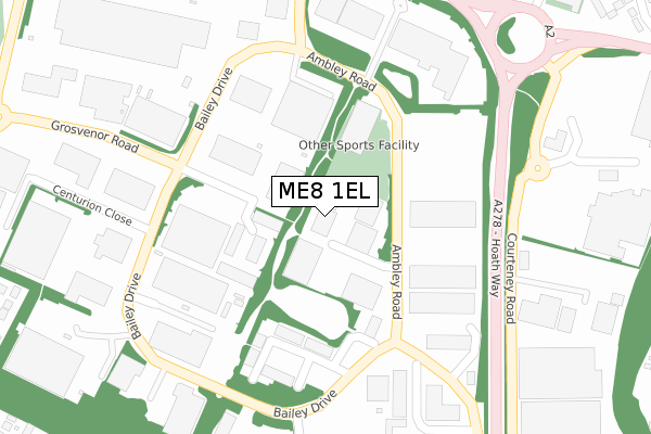 ME8 1EL map - large scale - OS Open Zoomstack (Ordnance Survey)
