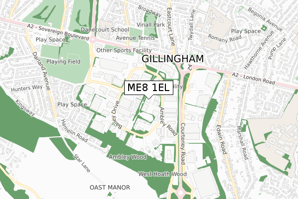 ME8 1EL map - small scale - OS Open Zoomstack (Ordnance Survey)