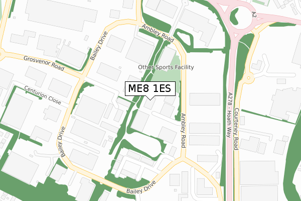 ME8 1ES map - large scale - OS Open Zoomstack (Ordnance Survey)