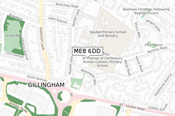 ME8 6DD map - large scale - OS Open Zoomstack (Ordnance Survey)