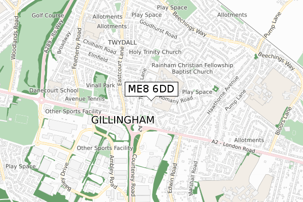 ME8 6DD map - small scale - OS Open Zoomstack (Ordnance Survey)