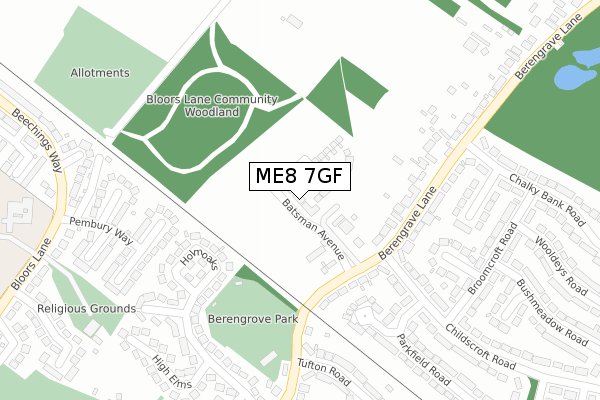 ME8 7GF map - large scale - OS Open Zoomstack (Ordnance Survey)