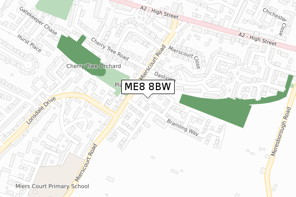 ME8 8BW map - large scale - OS Open Zoomstack (Ordnance Survey)