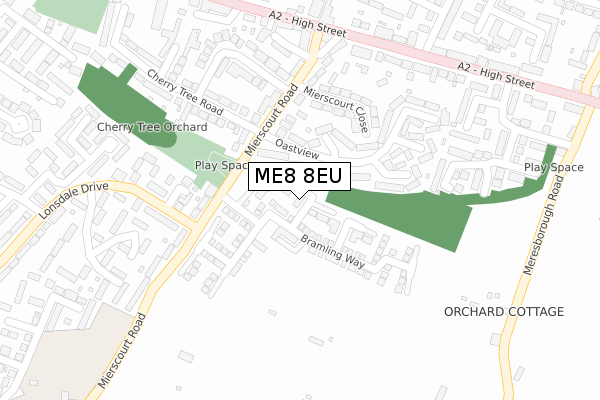 ME8 8EU map - large scale - OS Open Zoomstack (Ordnance Survey)