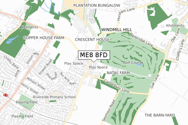 ME8 8FD map - small scale - OS Open Zoomstack (Ordnance Survey)