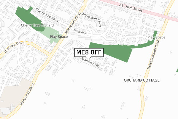 ME8 8FF map - large scale - OS Open Zoomstack (Ordnance Survey)