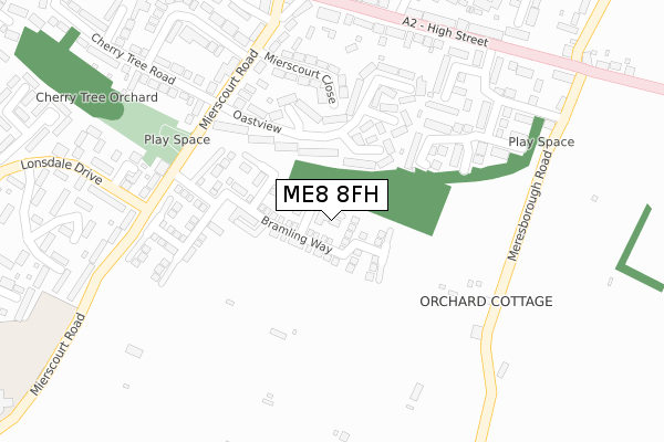 ME8 8FH map - large scale - OS Open Zoomstack (Ordnance Survey)
