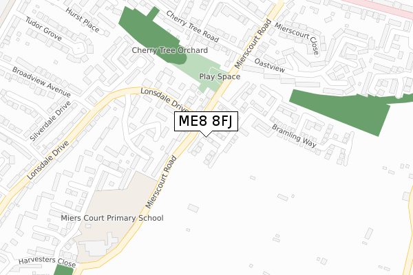 ME8 8FJ map - large scale - OS Open Zoomstack (Ordnance Survey)