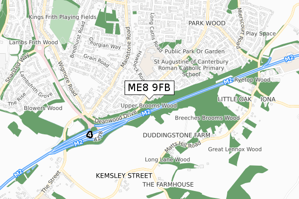 ME8 9FB map - small scale - OS Open Zoomstack (Ordnance Survey)