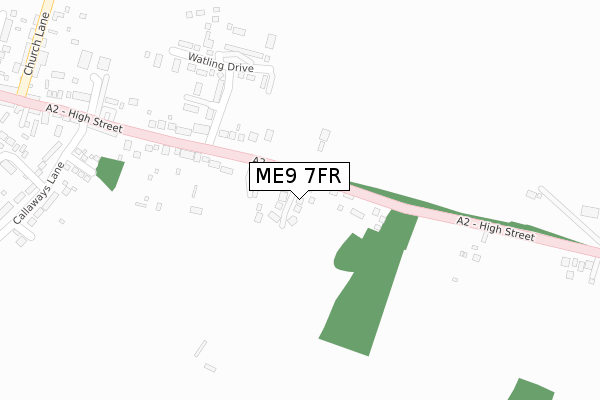 ME9 7FR map - large scale - OS Open Zoomstack (Ordnance Survey)