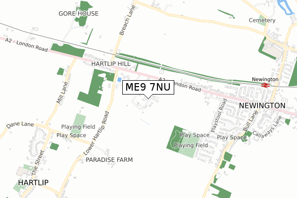 ME9 7NU map - small scale - OS Open Zoomstack (Ordnance Survey)