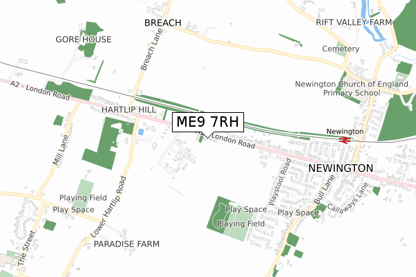 ME9 7RH map - small scale - OS Open Zoomstack (Ordnance Survey)